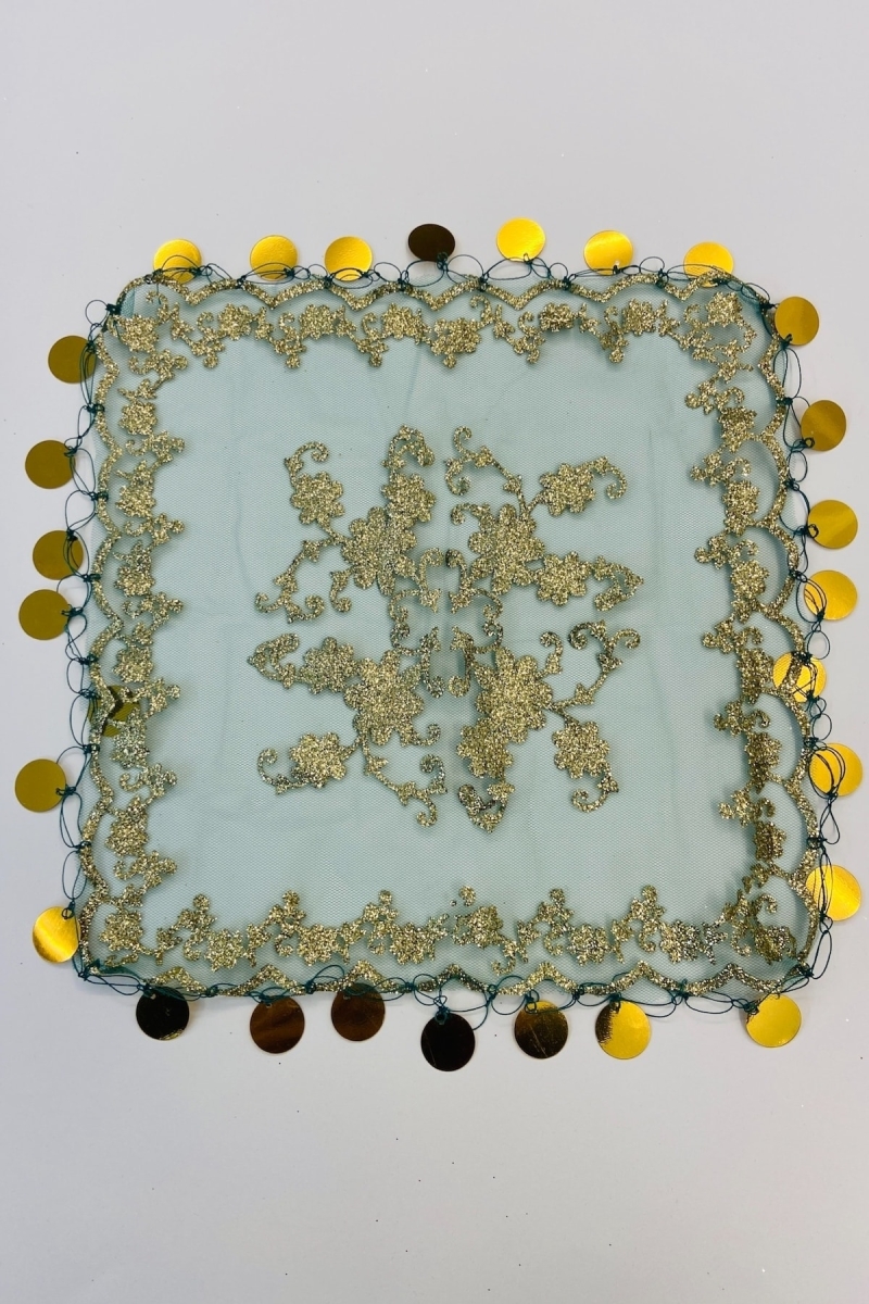 Yeşil Pullu Simli Halay Mendili, Gelin Halay Mendili, 5 Adet