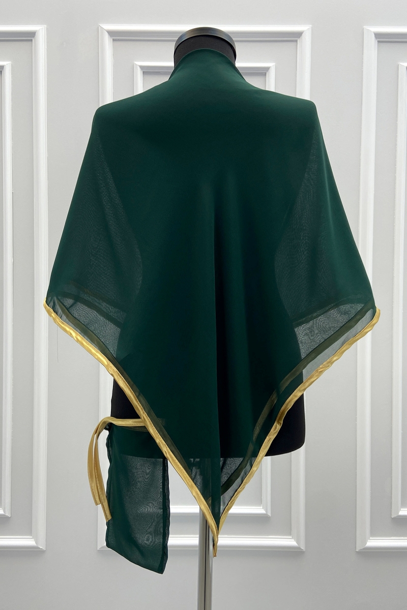 Yeşil Şifon Lüks Damat Omuz Örtüsü Şalı, Sağdıç Asker Örtüsü, Sade Model