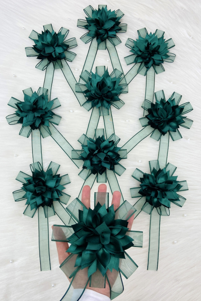 Zümrüt Yeşili Bohça Süsü, Gelin Damat Çeyiz Düğün Nişan Konvoy Gelin Arabası Sünnet Kına Süsü 5 Adet