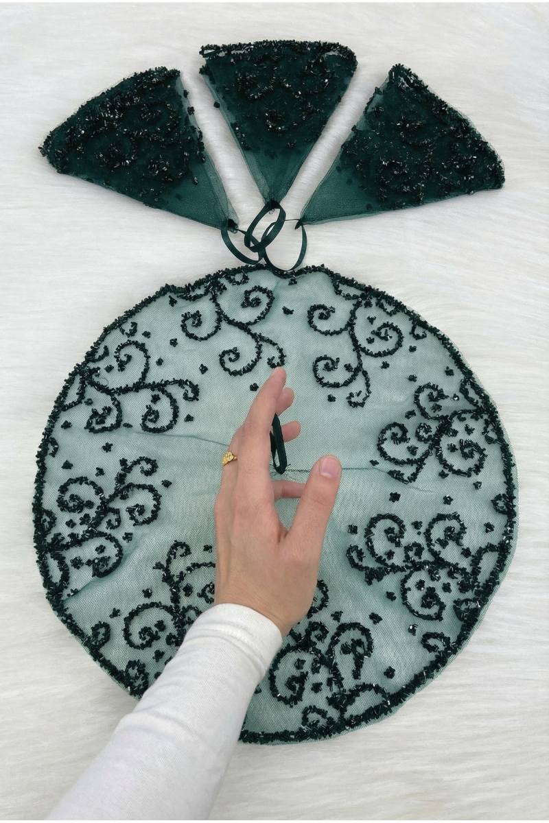 Zümrüt Yeşili Gelin Damat Mendili, Kristal Cam Boncuk, Kına Halay Düğün Nedime Sünnet Bride, 1 Adet