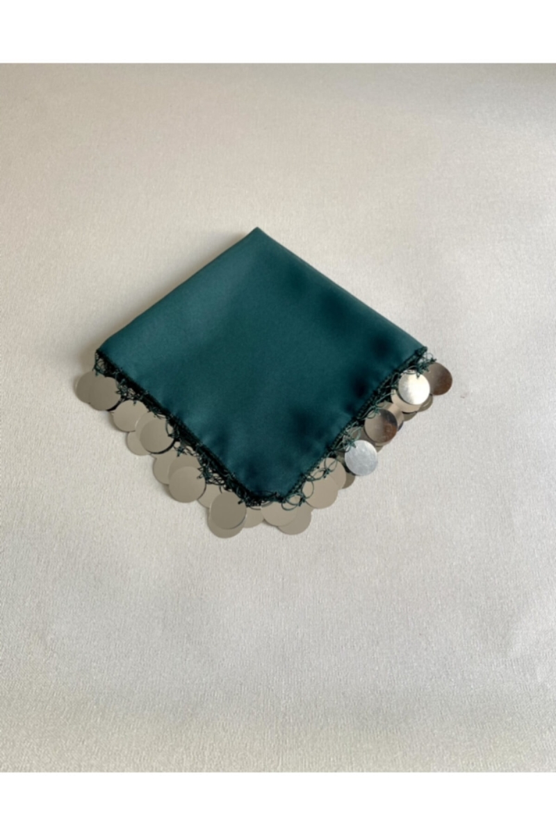 Zümrüt Yeşili Gümüş Şifon Gelin Nedime Halay Mendil 5 Adet Kına Gecesi Malzemesi