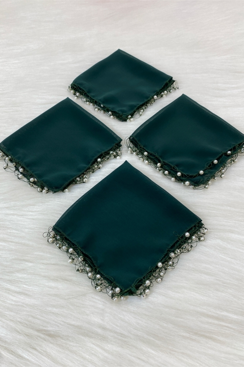 Zümrüt Yeşili Şifon Gelin Damat Mendili, Düğün Halay Nedime Bride Kına Nişan Sünnet Hediye, 1 Adet