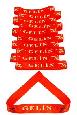 1 Adet Kolluk, Kırmızı Gelin Kol Kurdele Bileklik Bant, Düğün Bride Bekarlığa Veda Söz Kına Nikah