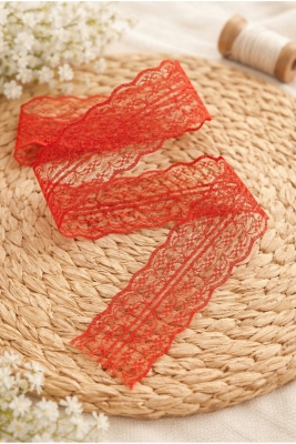 10 Metre Çift Katlı Dantel Kurdele Kırmızı Fisto, Bohça, Nişan, Çeyiz, Nikah, Hediye, Şeker, Süsleme