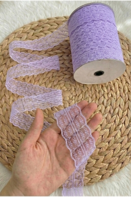 10 Metre Çift Katlı Dantel Kurdele Lila Fisto, Bohça Nişan Çeyiz Nikah Hediye Şeker Süsleme