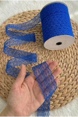 10 Metre Çift Katlı Dantel Kurdele Saks Mavi Fisto, Bohça Nişan Çeyiz Nikah Hediye Şeker Süsleme