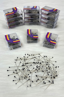 100 Adet Siyah Toplu İğne, Türban Eşarp Başörtüsü Şal Düğün Nikah Nişan Kına Sünnet Takı İğnesi