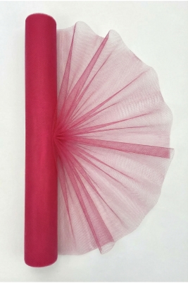 27 Metre İran Grek Tül Fuşya, Nişan Çeyiz Bohça Kapı Doğum Günü Konvoy Parti Dekor Süsleme (En70cm)