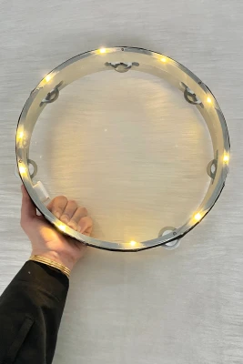 32 Cm Ledli Şeffaf Tef, Üç Fonksiyonlu Ledli Ve Zilli, Gelin Kına Düğün Sünnet Nedime Bride , 1 Adet