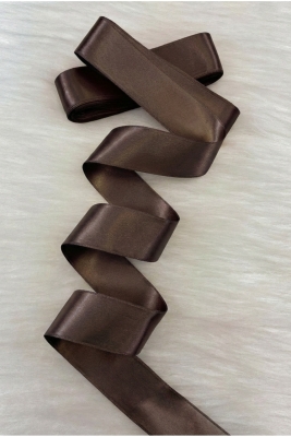 4 Cm Kahverengi Çift Taraflı Saten Kurdele 10 Metre, Bohça Çeyiz Özel Gün Hediye Nikah Süsleme