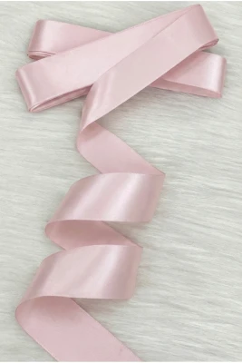 4 Cm Pudra Pembe Tek Taraflı Saten Kurdele 10 Metre, Bohça Çeyiz Özel Gün Hediye Süsleme Kurdelesi