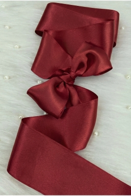 6 Cm Bordo Çift Taraflı Saten Kurdele 10 Metre, Bohça Çeyiz Nişan Takı Özel Gün Hediye Süsleme