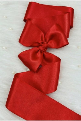 6 Cm Kırmızı Çift Taraflı Saten Kurdele 10 Metre, Bohça Çeyiz Nişan Takı Özel Gün Hediye Süsleme