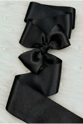 6 Cm Siyah Çift Taraflı Saten Kurdele 10 Metre, Bohça Çeyiz Nişan Takı Özel Gün Hediye Süsleme