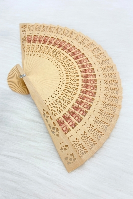 Bambu Çiçek Desenli Gelin Nedime Yelpazesi, Bride Bekarlığa Veda Partisi Kına Hediyelik, 1 Adet