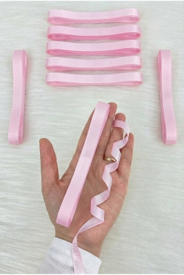 Bebe Pembe Grogren Kurdele 1 Cm 10 Metre, Bohça Çeyiz Nikah Doğum Özel Gün Hediye Paketleme Süsleme