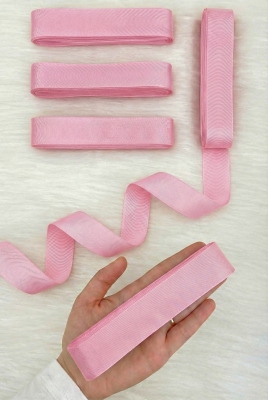 Bebe Pembe Grogren Kurdele 3 Cm 10 Mt, Bohça Çeyiz Düğün Sünnet Doğum Günü Hediye Paketleme Süsleme