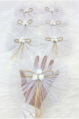 Beyaz Bohça Süsü, Gelin Damat Çeyiz Düğün Nişan Konvoy Gelin Arabası Sünnet Kına Süsü 5 Adet