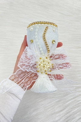 Beyaz Düğün Nikah Takı İçin İğnelik, Kına Gecesi Gelin Damat Söz Nişan Sünnet İğnedanlık