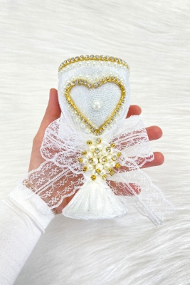 Beyaz Düğün Nikah Takı İçin İğnelik, Kına Gecesi Gelin Damat Söz Nişan Sünnet İğnedanlık