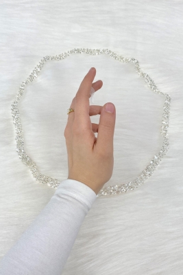 Beyaz Gelin Damat Halay Mendili, Cam Boncuk Ve İncili, Kına Gecesi Bride Düğün Nedime Söz Nişan