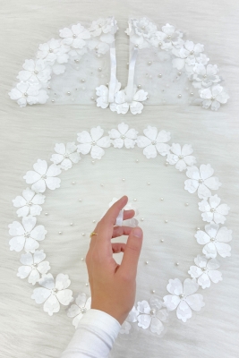 Beyaz Gelin Damat Mendili, İnci Detaylı Düğün Halay Nedime Söz Nişan Kına Sünnet Bride Mendil