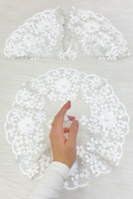 Beyaz Gelin Damat Mendili, İnci Detaylı Düğün Halay Nedime Söz Nişan Kına Sünnet Bride Mendil