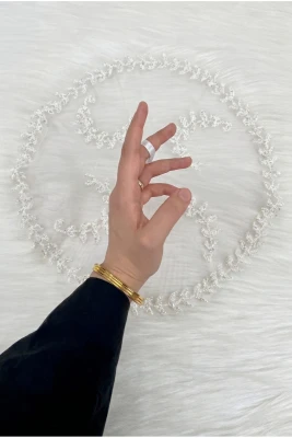 Beyaz Gelin Damat Mendili, Işıl Işıl Kristal Cam Boncuk Süslemeli, Kına Halay Düğün Nedime Sünnet Söz Nişan Bride Parti, 1 Adet