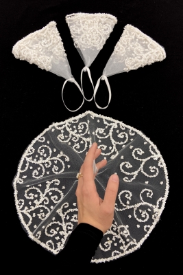 Beyaz Gelin Damat Mendili, Kristal Cam Boncuk, Kına Halay Düğün Nedime Sünnet Söz Bride, 1 Adet