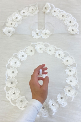 Beyaz Gelin Damat Mendili, Parlak Taş Detaylı Düğün Halay Nedime Söz Nişan Kına Sünnet Bride Mendil