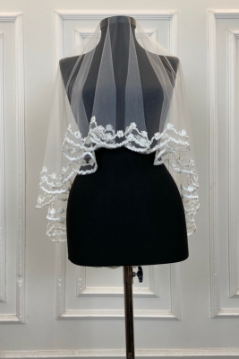 Beyaz Gelin Duvağı, Cam Boncuk ve Pul Baskılı Kına Gecesi Gelin Alma Nikah Düğün Duvak