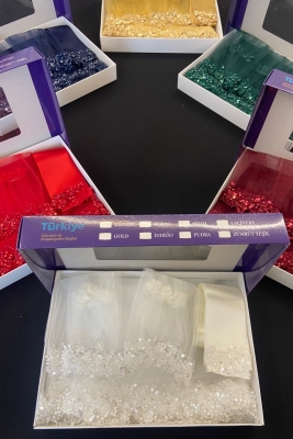 Beyaz Gelin Duvak Seti, Su Taşlı Elegance Model 6 Parça