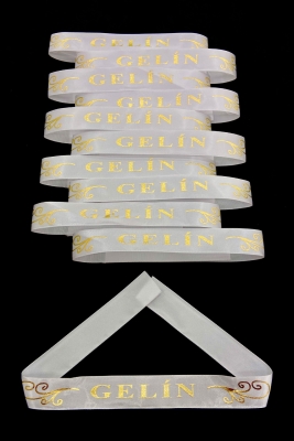 Beyaz Gelin Kol Kurdele Bileklik Bant, Kına Gecesi Düğün Bride Bekarlığa Veda Söz, 1 Adet