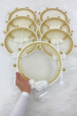 Beyaz Gelin Nedime Tefi, Çiçek Ve Sultan Taşlı, Düğün Kına Gecesi Bride Sünnet Parti Defi 1 Adet