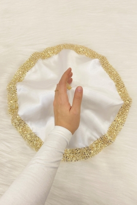 Beyaz Gold Gelin Damat Mendili Pullu, Halay El Mendili, Düğün Kına Sünnet Söz Nişan Bride Bekarlığa