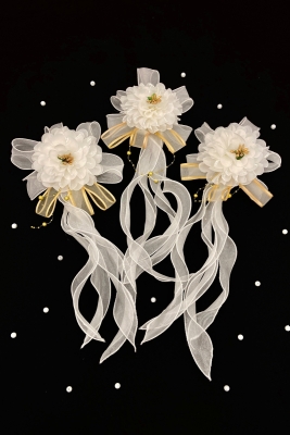 Beyaz Gold Ortanca Bohça Süsü, Gelin Çeyiz Düğün Nişan Konvoy Sünnet Kına Süsü 1 Adet