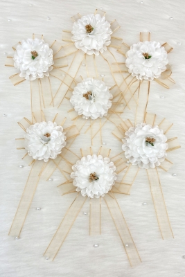 Beyaz Gold Ortanca Bohça Süsü, Gelin Çeyiz Düğün Nişan Konvoy Sünnet Kına Süsü 1 Adet