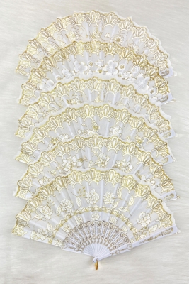 Beyaz Gold Simli Gelin Nedime Yelpazesi, Bride To Be Bekarlığa Veda Partisi Kına Hediyelik, 1 Adet