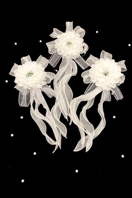 Beyaz Gri Ortanca Bohça Süsü, Gelin Çeyiz Düğün Nişan Konvoy Sünnet Kına Süsü 1 Adet