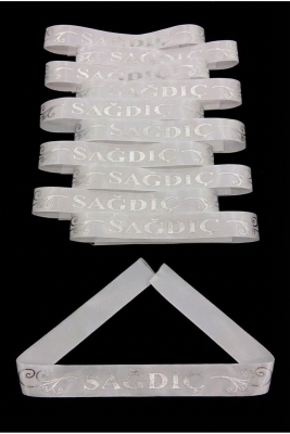 Beyaz Gümüş Sağdıç Kol Kurdele Bileklik Bant, Kına Gecesi Nedime Düğün Bride Bekarlığa Veda 1 Adet