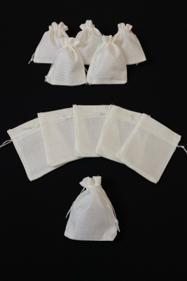 Beyaz Jüt Hasır Çuval Kese, Kına Çerez Altın Takı Hediye Kesesi, 25 Adet Ölçü 12x15cm