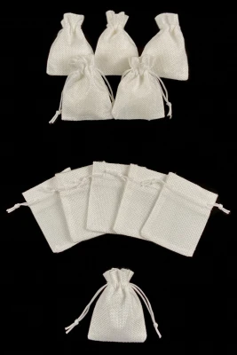 Jüt Hasır Çuval Kese, 25 Adet Ölçü 7X9cm Büzgülü Kına Çerez Altın Takı Özel Gün Lavanta Hediye Sabun Mum Hobi Kesesi Kına Gecesi Düğün Nişan Söz Nikah