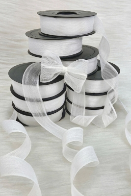 Beyaz Keten Nopeli Kurdele 2,5 Cm 20 Metre, Bohça Çeyiz Özel Gün Hediye Süsleme Kurdelesi