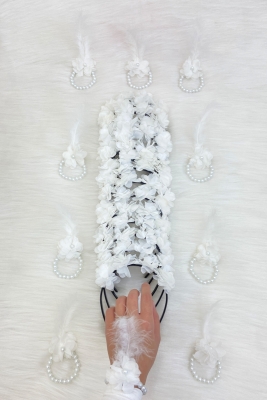 Beyaz Nedime Bilekliği 5 Adet, Nedime Tacı(Plastik) 5 Adet, Bekarlığa Veda Partisi, 10 Parça Set