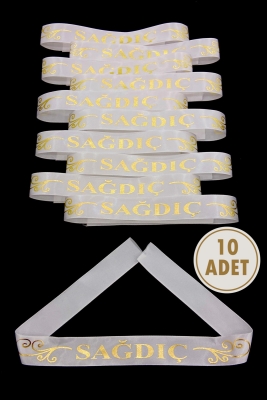 Beyaz Sağdıç Kol Kurdele, 10 Adet Kolluk Bileklik Bant, Kına Gecesi Düğün Bride Bekarlığa Veda Söz