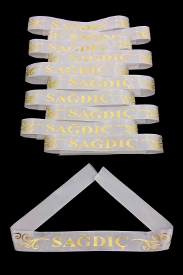 Beyaz Sağdıç Kol Kurdele Bileklik Bant, Kına Gecesi Düğün Bride Bekarlığa Veda Söz, 1 Adet