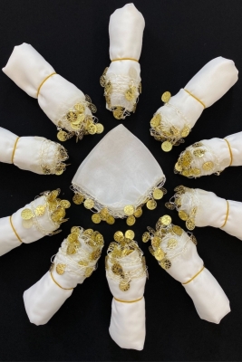 Beyaz Şifon Gelin Damat Halay Mendili, Hediye Mendil 1 Adet, Düğün Kına Sünnet Nişan Sünnet