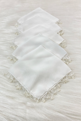 Beyaz Şifon Gelin Damat Mendili, Düğün Halay Nedime Bride Parti Kına Nişan Sünnet Hediye, 1 Adet