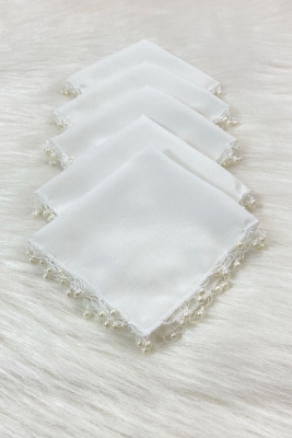 Beyaz Şifon Gelin Damat Mendili, Düğün Halay Nedime Bride Parti Kına Nişan Sünnet Hediye, 1 Adet