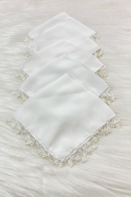 Beyaz Şifon Gelin Damat Mendili, Düğün Halay Nedime Bride Parti Kına Nişan Sünnet Hediye, 1 Adet